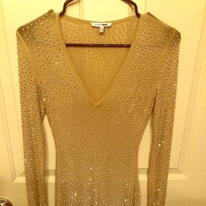 Isabela Rhinestone Dress - Nude/Silver XS